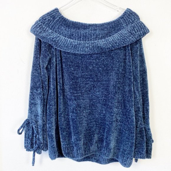 LC Lauren Conrad Navy Blue Chenille Knit Sweater - Picture 10 of 11